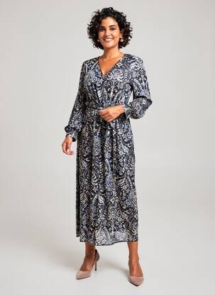 Rochie lungă mâneci lungi mâneci lungi negru JULIE GUERLANDE femeie