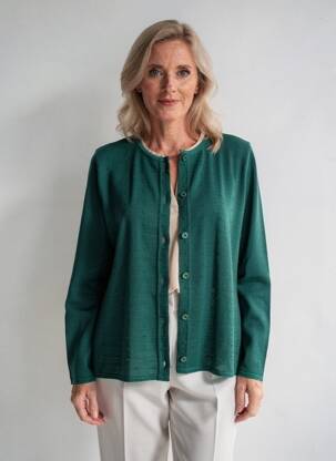 Vestă cu mâneci lungi guler rotund verde GRIFFON femeie