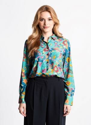 Cămașă imprimeu floral mâneci lungi albastru AGATHE & LOUISE femeie