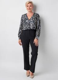 Bluză imprimeu floral mâneci lungi negru JULIE GUERLANDE femeie