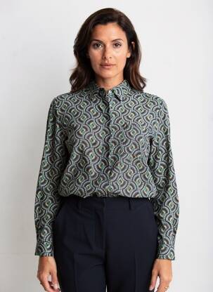 Cămașă țesătură crep mâneci lungi verde IT HIPPIE femeie