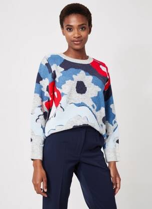 Pulover croială cambrată mâneci lungi albastru WNT COLLECTION femeie