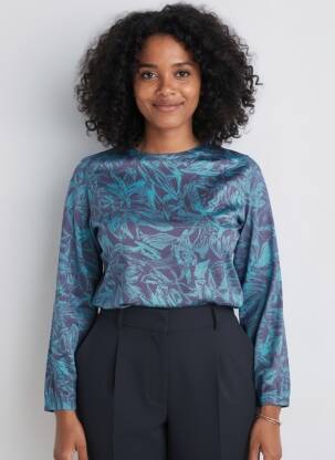 Tricou mâneci lungi mâneci lungi albastru AGATHE & LOUISE femeie