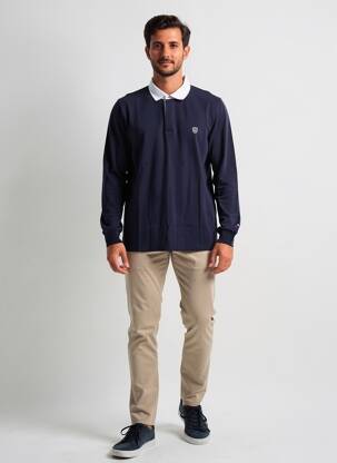 Polo mâneci lungi mâneci lungi albastru CAMBRIDGE bărbat