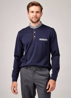 Polo mâneci lungi mâneci lungi albastru CAMBRIDGE bărbat