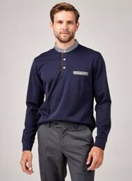 Polo mâneci lungi mâneci lungi albastru CAMBRIDGE bărbat