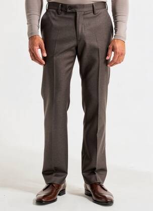 Pantalon drept talie cu cleme mărime normală maro PIERRE D'ARLANC bărbat