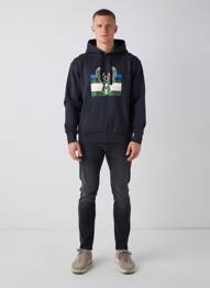 Hanorac cu glugă serigrafie flockată mâneci lungi negru NIKE bărbat