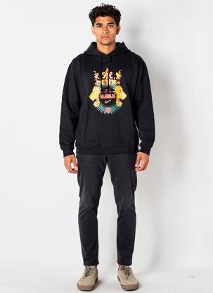 Hanorac cu glugă serigrafie flockată mâneci lungi negru NIKE bărbat