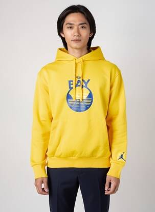 Hanorac cu glugă serigrafie flockată mâneci lungi galben NIKE bărbat