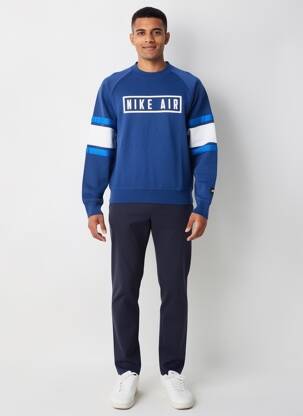Hanorac serigrafie flockată mâneci lungi albastru NIKE bărbat