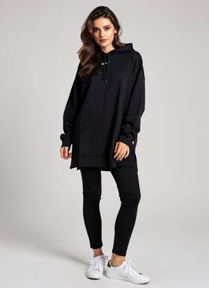 Hanorac cu glugă guler rotund mâneci lungi negru NIKE femeie