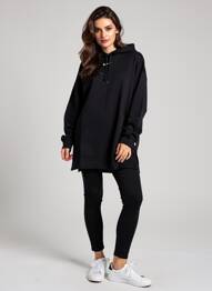 Hanorac cu glugă guler rotund mâneci lungi negru NIKE femeie
