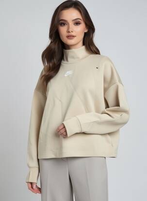 Hanorac elasticitate mâneci lungi bej NIKE femeie
