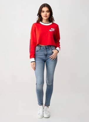 Hanorac croială supradimensionată mâneci lungi roșu NIKE femeie