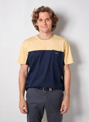 Tricou croială dreaptă mâneci scurte albastru CAMBERABERO bărbat