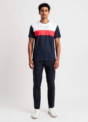 Tricou broderie mâneci scurte albastru CAMBERABERO bărbat