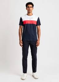 Tricou broderie mâneci scurte albastru CAMBERABERO bărbat
