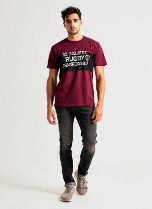 Tricou broderie mâneci scurte roșu CAMBERABERO bărbat