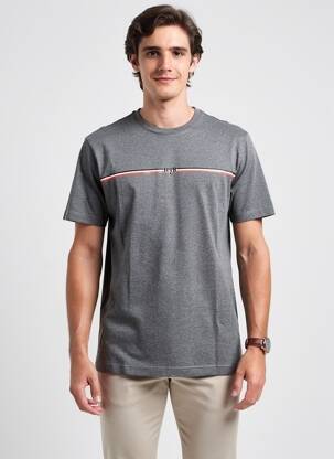 Tricou broderie mâneci scurte gri CAMBERABERO bărbat