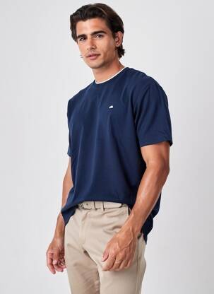 Tricou broderie mâneci scurte albastru CAMBERABERO bărbat