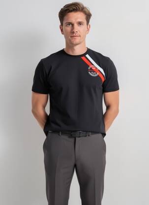 Tricou broderie mâneci scurte negru CAMBERABERO bărbat