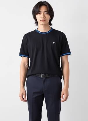 Tricou broderie mâneci scurte negru CAMBERABERO bărbat