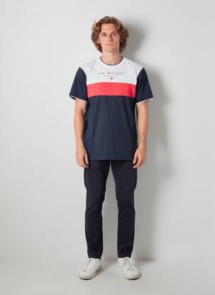 Tricou broderie mâneci scurte albastru CAMBERABERO bărbat