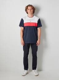 Tricou broderie mâneci scurte albastru CAMBERABERO bărbat