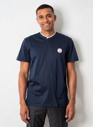 Tricou broderie mâneci scurte albastru CAMBRIDGE bărbat