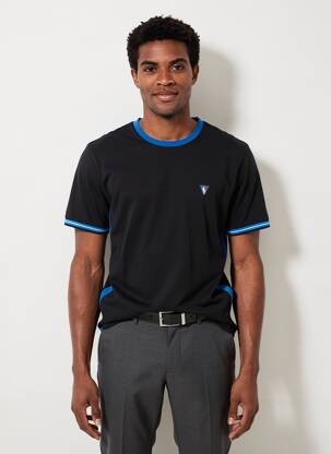 Tricou broderie mâneci scurte negru CAMBERABERO bărbat