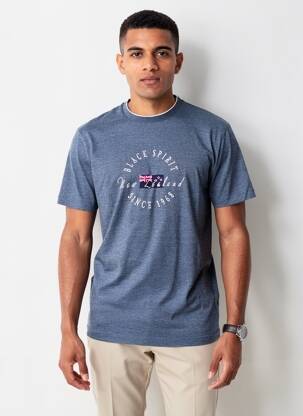 Tricou broderie mâneci scurte albastru CAMBERABERO bărbat
