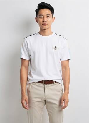 Tricou broderie mâneci scurte alb CAMBERABERO bărbat