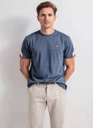 Tricou țesătură melanj mâneci scurte albastru CAMBERABERO bărbat