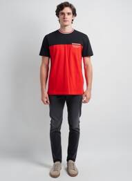 Tricou broderie mâneci scurte roșu CAMBERABERO bărbat