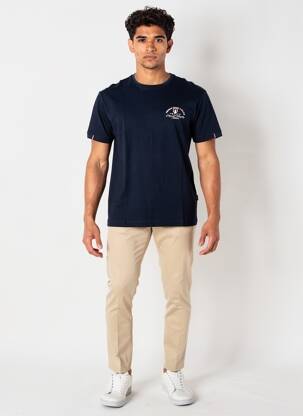 Tricou broderie mâneci scurte albastru CAMBERABERO bărbat