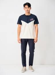 Tricou broderie mâneci scurte albastru CAMBERABERO bărbat