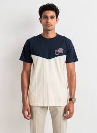 Tricou broderie mâneci scurte albastru CAMBERABERO bărbat