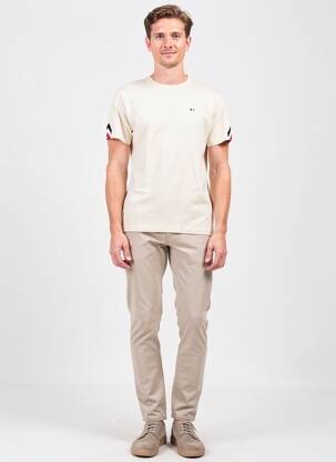 Tricou broderie mâneci scurte bej CAMBERABERO bărbat