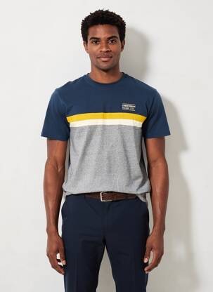Tricou serigrafie flockată mâneci scurte albastru CAMBERABERO bărbat