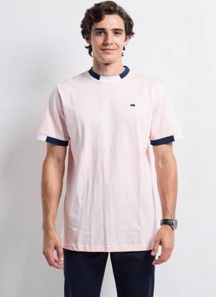 Tricou broderie mâneci scurte roz CAMBERABERO bărbat