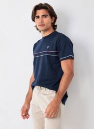 Tricou broderie mâneci scurte albastru CAMBERABERO bărbat