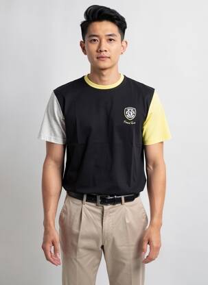 Tricou broderie mâneci scurte negru CAMBERABERO bărbat