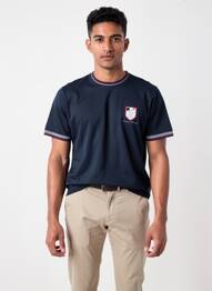 Tricou broderie mâneci scurte albastru CAMBERABERO bărbat