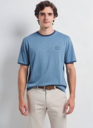 Tricou croială cambrată mâneci scurte albastru CAMBERABERO bărbat