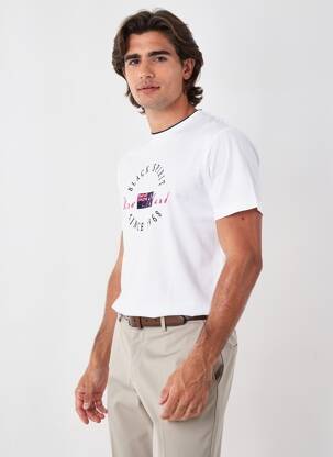 Tricou broderie mâneci scurte alb CAMBERABERO bărbat