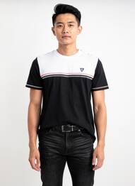 Tricou broderie mâneci scurte negru CAMBERABERO bărbat