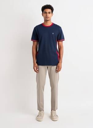 Tricou broderie mâneci scurte albastru CAMBERABERO bărbat