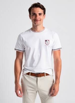 Tricou broderie mâneci scurte alb CAMBERABERO bărbat
