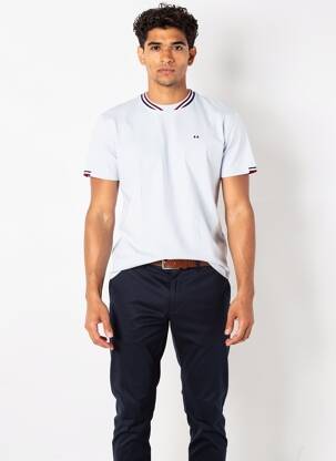 Tricou broderie mâneci scurte albastru CAMBERABERO bărbat